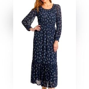 Knox Rose Navy Floral Long Sleeve Maxi Dress